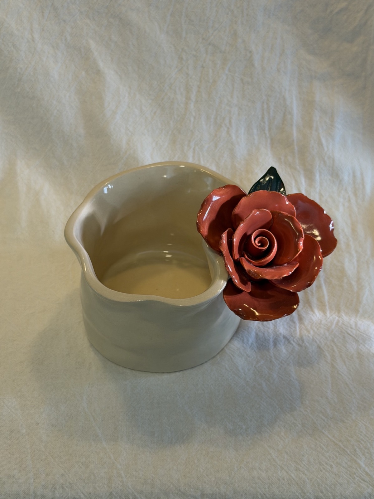 Handcrafted 3D Rose Ceramic Cup 1
