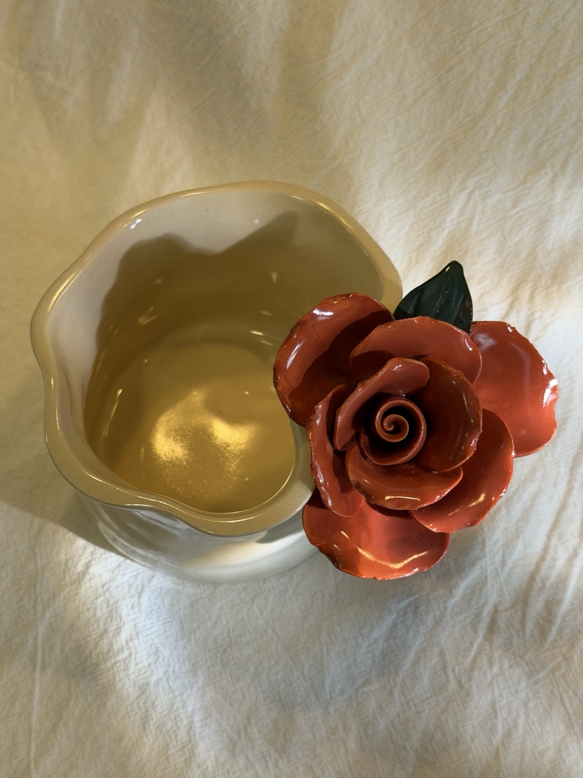 Handcrafted 3D Rose Ceramic Cup 3